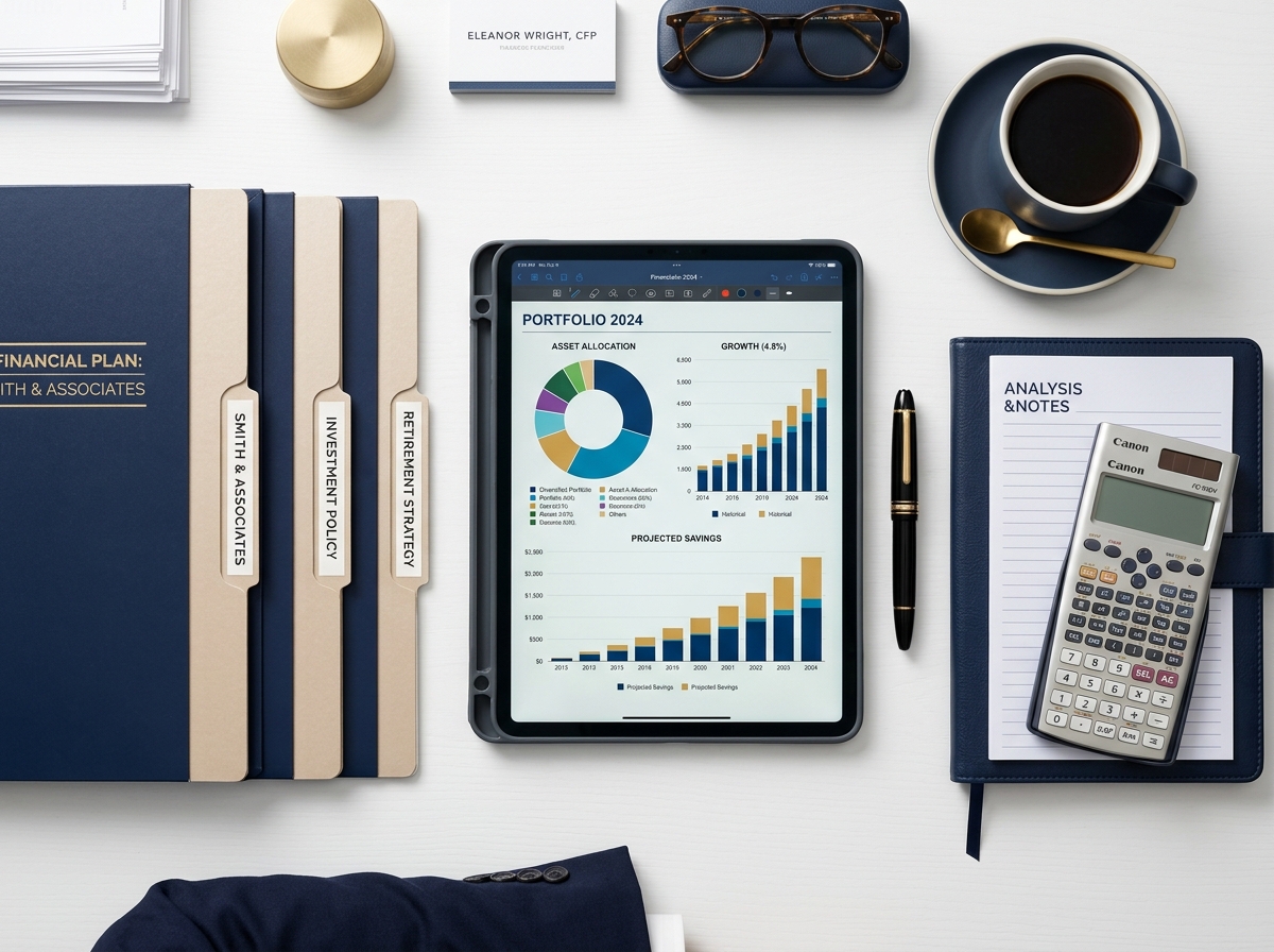 Financial planning desk with insurance documents